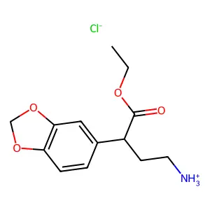 Ethyl 4-amino-2-(2H-1,3-benzodioxol-5-yl)butanoate--hydrogen chloride (1/1) structure