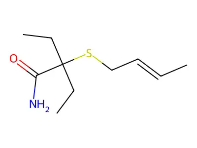 2-(2-丁烯硫基)-2-乙基丁酰胺 structure