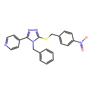 4-[4-Benzyl-5-[(4-nitrophenyl)methylsulfanyl]-1,2,4-triazol-3-yl]pyridine structure