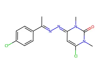 (6E)-4-chloro-6-[(E)-1-(4-chlorophenyl)ethylidenehydrazinyli structure