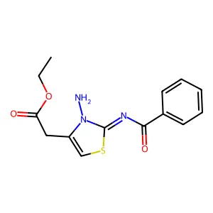 Ethyl 2-(3-amino-2-benzoylimino-1,3-thiazol-4-yl)acetate structure