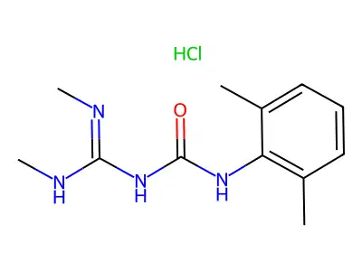 Urea, (bis(methylamino)methylene)(2,6-dimethylphenyl)-, monohydrochloride structure