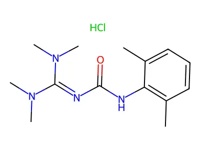 Urea, (bis(dimethylamino)methylene)(2,6-dimethylphenyl)-, monohydrochloride structure