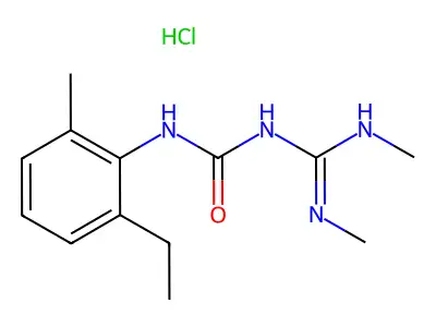 Urea, (bis(methylamino)methylene)(2-ethyl-6-methylphenyl)-, monohydrochloride structure