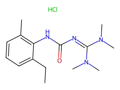 Urea, (bis(dimethylamino)methylene)(2-ethyl-6-methylphenyl)-, monohydrochloride structure