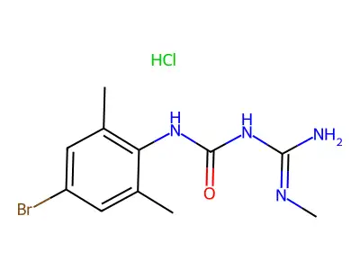 Urea, N-(4-bromo-2,6-dimethylphenyl)-N'-(imino(methylamino)methyl)-, monohydrochloride structure