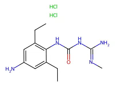 Urea, 1-(4-amino-2,6-diethylphenyl)-3-methylamidino-, dihydrochloride structure