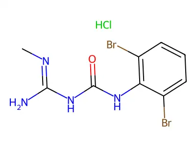 Urea, N-(2,6-dibromophenyl)-N'-(imino(methylamino)methyl)-, monohydrochloride structure