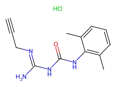 Urea, 1-propargylamidino-3-(2,6-xylyl)-, hydrochloride structure