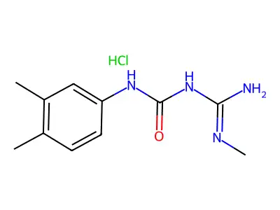 Urea, N-(3,4-dimethylphenyl)-N'-(imino(methylamino)methyl)-, monohydrochloride structure