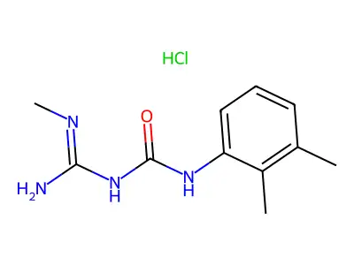 Urea, N-(2,3-dimethylphenyl)-N'-(imino(methylamino)methyl)-, monohydrochloride structure