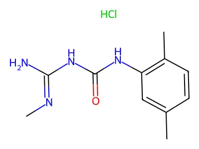 Urea, N-(2,5-dimethylphenyl)-N'-(imino(methylamino)methyl)-, monohydrochloride structure