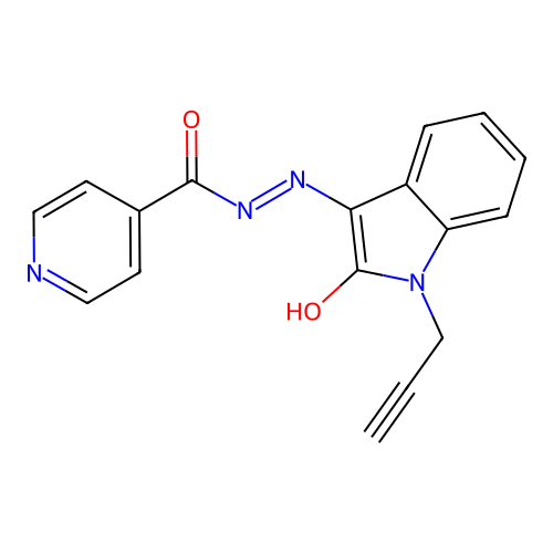 (Z)-N'-(2-oxo-1-(prop-2-yn-1-yl)indolin-3-ylidene)isonicotinohydrazide structure