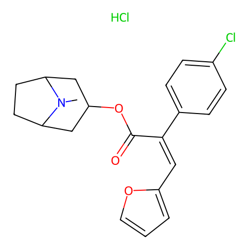 Acrylic acid, 2-(p-chlorophenyl)-3-(2-furyl)-, 3-tropanyl ester, hydrochloride structure