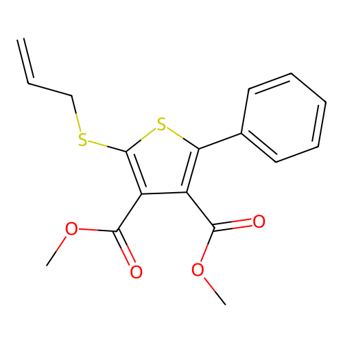 3,4-Thiophenedicarboxylic acid, 2-phenyl-5-(2-propenylthio)-, dimethyl ester structure