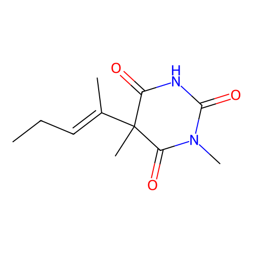Barbituric acid, 1,5-dimethyl-5-(1-methyl-1-butenyl)- structure