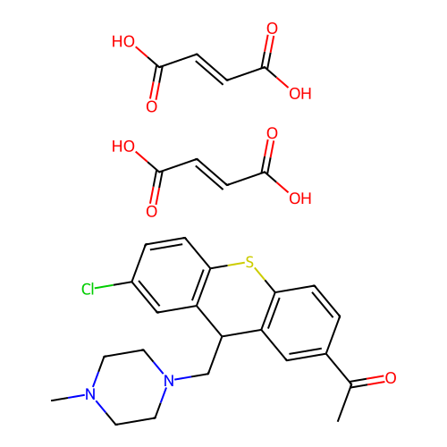 2-Acetyl-7-chloro-9-(4-methylpiperazinomethyl)thioxanthene bis(hydrogen maleate) structure