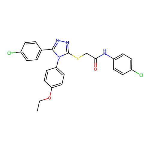 N-(4-chlorophenyl)-2-[[5-(4-chlorophenyl)-4-(4-ethoxyphenyl)-1,2,4-triazol-3-yl]sulfanyl]acetamide structure