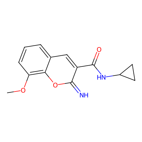 N-cyclopropyl-2-imino-8-methoxy-2H-chromene-3-carboxamide structure