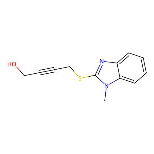 4-[(1-methyl-1H-benzimidazol-2-yl)sulfanyl]but-2-yn-1-ol structure