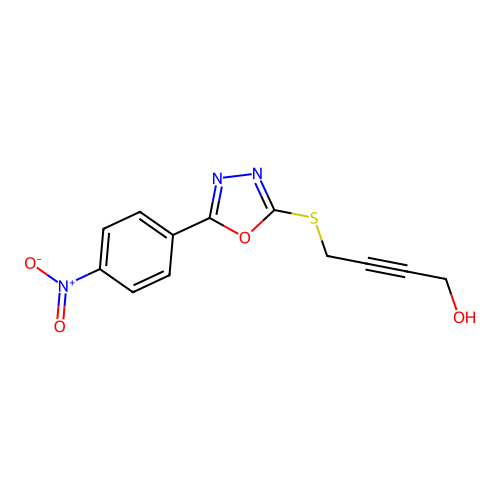 4-{[5-(4-Nitrophenyl)-1,3,4-oxadiazol-2-yl]sulfanyl}but-2-yn-1-ol structure