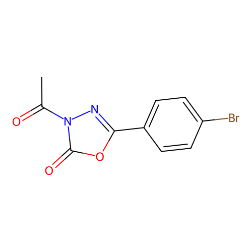 3-acetyl-5-(4-bromophenyl)-1,3,4-oxadiazol-2(3H)-one structure