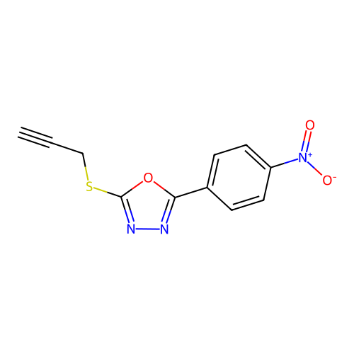 2-(4-Nitrophenyl)-5-(prop-2-yn-1-ylsulfanyl)-1,3,4-oxadiazole structure