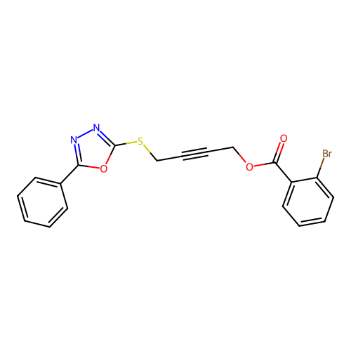 4-[(5-Phenyl-1,3,4-oxadiazol-2-yl)sulfanyl]but-2-yn-1-yl 2-bromobenzoate structure
