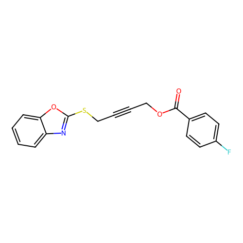 4-(1,3-Benzoxazol-2-ylsulfanyl)but-2-yn-1-yl 4-fluorobenzoate structure