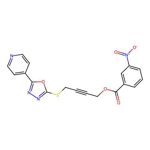 4-{[5-(Pyridin-4-yl)-1,3,4-oxadiazol-2-yl]sulfanyl}but-2-yn-1-yl 3-nitrobenzoate structure
