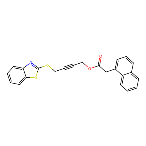 4-(1,3-Benzothiazol-2-ylsulfanyl)but-2-yn-1-yl naphthalen-1-ylacetate structure
