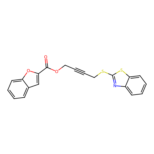 4-(1,3-Benzothiazol-2-ylsulfanyl)but-2-yn-1-yl 1-benzofuran-2-carboxylate structure