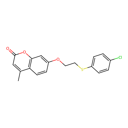 7-{2-[(4-chlorophenyl)sulfanyl]ethoxy}-4-methyl-2H-chromen-2-one structure