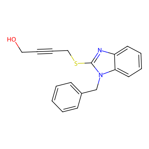 4-[(1-benzyl-1H-benzimidazol-2-yl)sulfanyl]but-2-yn-1-ol structure
