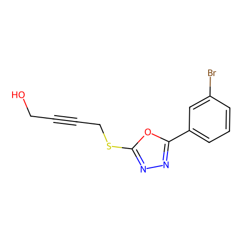 4-((5-(3-Bromophenyl)-1,3,4-oxadiazol-2-yl)thio)but-2-yn-1-ol structure
