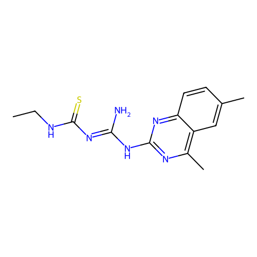 1-[N-(4,6-dimethylquinazolin-2-yl)carbamimidoyl]-3-ethylthiourea structure