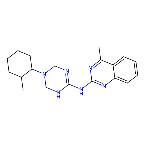 4-methyl-N-[3-(2-methylcyclohexyl)-2,4-dihydro-1H-1,3,5-triazin-6-yl]quinazolin-2-amine structure