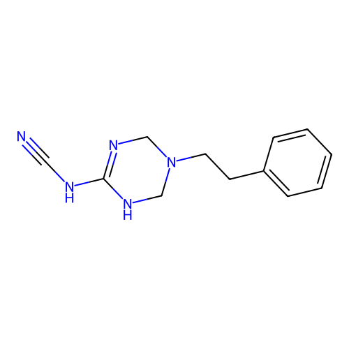 [5-(2-Phenylethyl)-1,4,5,6-tetrahydro-1,3,5-triazin-2-yl]cyanamide structure