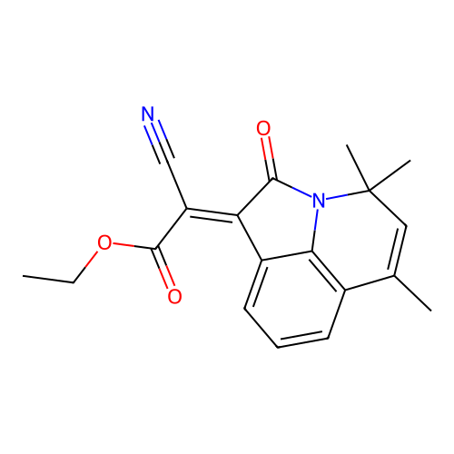 ethyl 2-cyano-2-(4,4,6-trimethyl-2-oxo-2,4-dihydro-1H-pyrrolo[3,2,1-ij]quinolin-1-ylidene)acetate structure