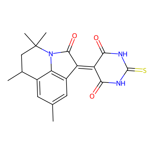 (1E)-1-(6-hydroxy-4-oxo-2-sulfanylpyrimidin-5(4H)-ylidene)-4,4,6,8-tetramethyl-5,6-dihydro-4H-pyrrolo[3,2,1-ij]quinolin-2(1H)-one structure