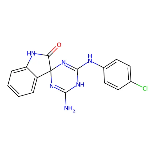 2-氨基-6-(4-氯苯氨基)螺[1H-1,3,5-三嗪-4,3''-1H-吲哚]-2''-酮 structure