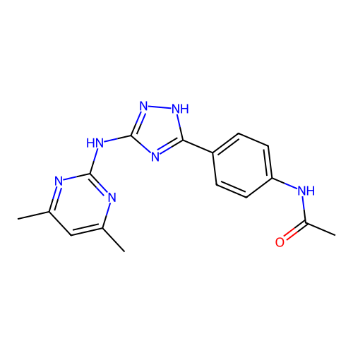 N-(4-{3-[(4,6-dimethyl-2-pyrimidinyl)amino]-1H-1,2,4-triazol-5-yl}phenyl)acetamide structure