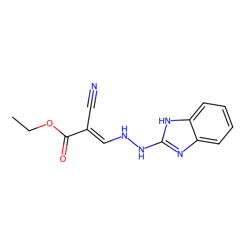 ethyl (2E)-3-[2-(1H-benzimidazol-2-yl)hydrazinyl]-2-cyanoprop-2-enoate structure