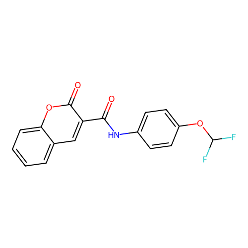 N-[4-(difluoromethoxy)phenyl]-2-oxochromene-3-carboxamide structure