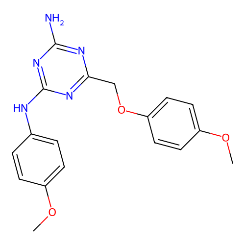 6-(4-Methoxy-phenoxymethyl)-N-(4-methoxy-phenyl)-[1,3,5]triazine-2,4-diamine structure