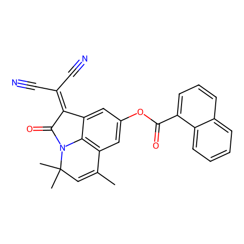 1-(dicyanomethylidene)-4,4,6-trimethyl-2-oxo-1,2-dihydro-4H-pyrrolo[3,2,1-ij]quinolin-8-yl naphthalene-1-carboxylate structure