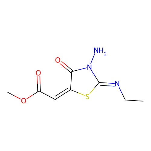 methyl (2E)-[(2E)-3-amino-2-(ethylimino)-4-oxo-1,3-thiazolidin-5-ylidene]ethanoate structure
