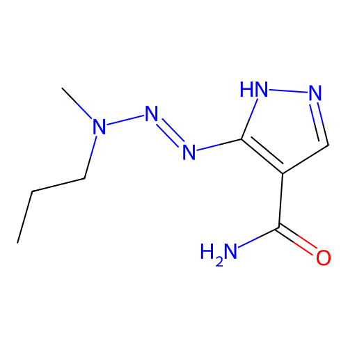 5-[[methyl(propyl)amino]diazenyl]-1H-pyrazole-4-carboxamide structure