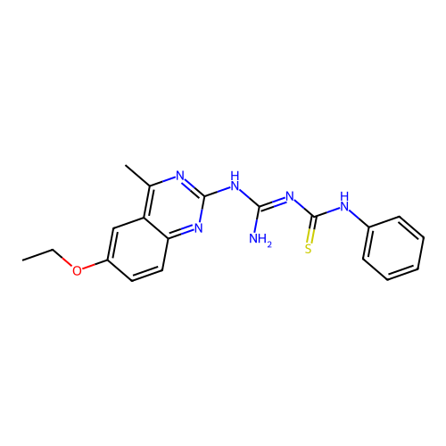 1-[N-(6-ethoxy-4-methylquinazolin-2-yl)carbamimidoyl]-3-phenylthiourea structure