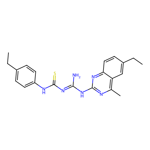 1-[N-(6-ethyl-4-methylquinazolin-2-yl)carbamimidoyl]-3-(4-ethylphenyl)thiourea structure